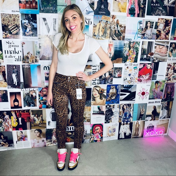 Zara Mid-Rise Skinny Leopard Pants - Picture 3 of 11